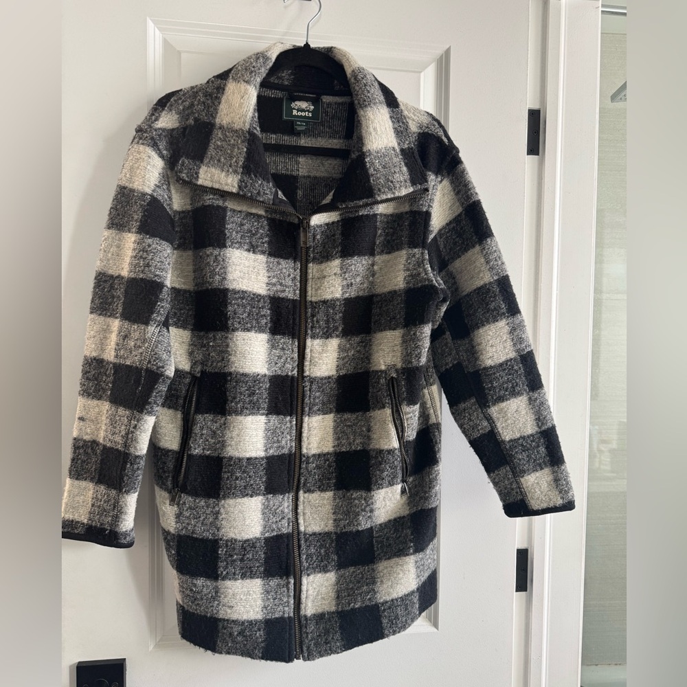 Roots Checkered Plaid Wool Blend Jacket size XS